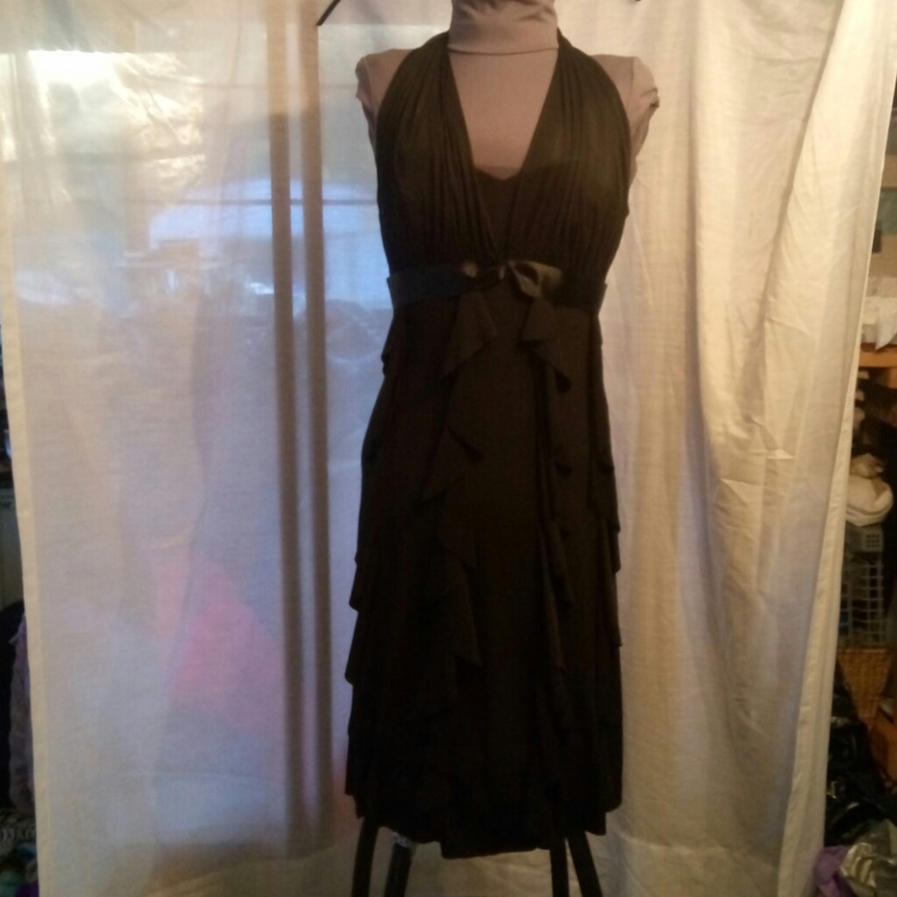 Betsy & Adam Black Ruffled Dress Sz 10